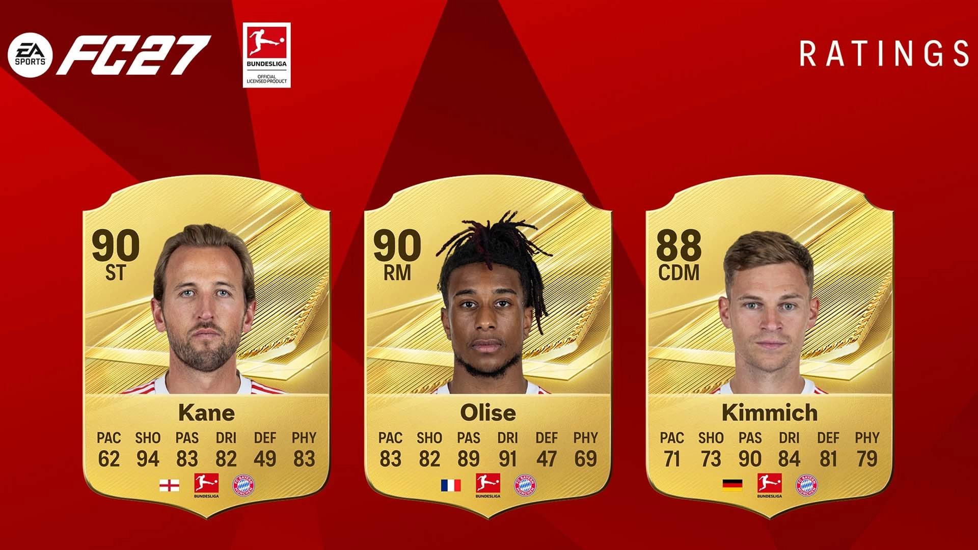 FC 27 Bundesliga Ratings Out: Kane & Olise 90